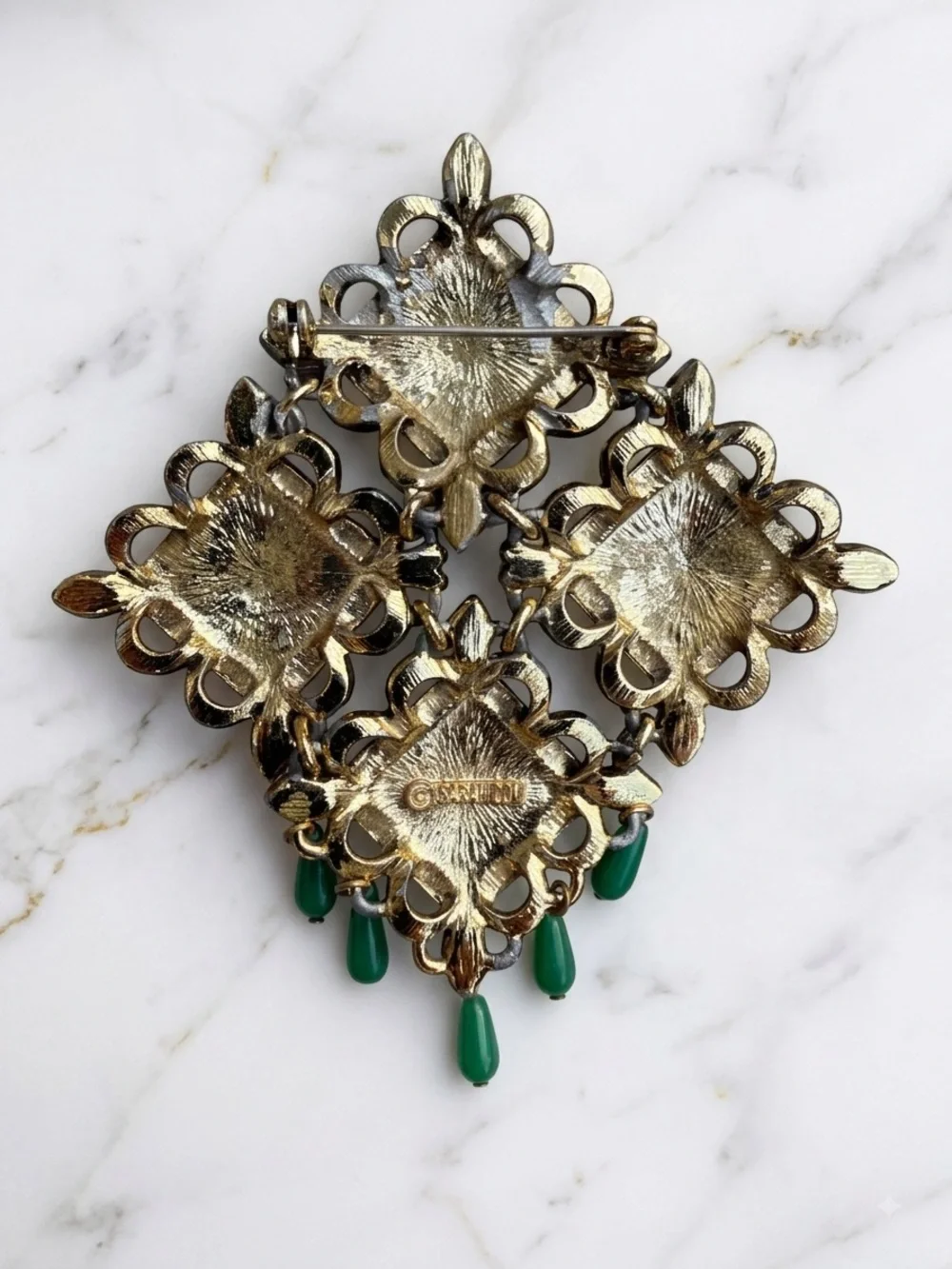 Vintage Sarah Coventry Multi-Stone Medieval Maltese Cross Brooch